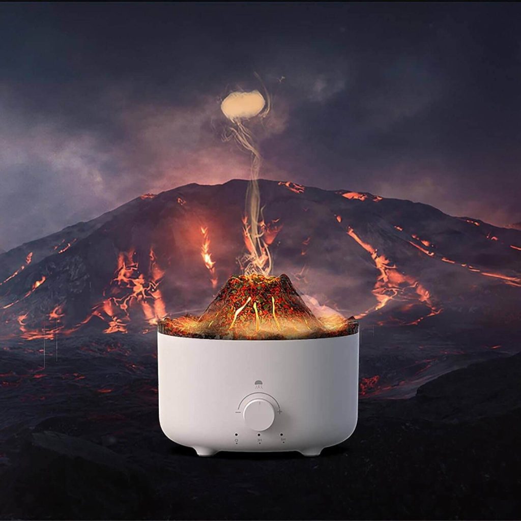 Volcano Flame Humidifier with 560mL tank and 12W power adaptor – Gadgetstro
