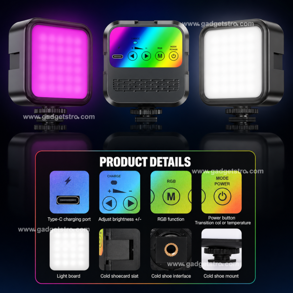 Rechargeable LED Video Light RGB Camera Light